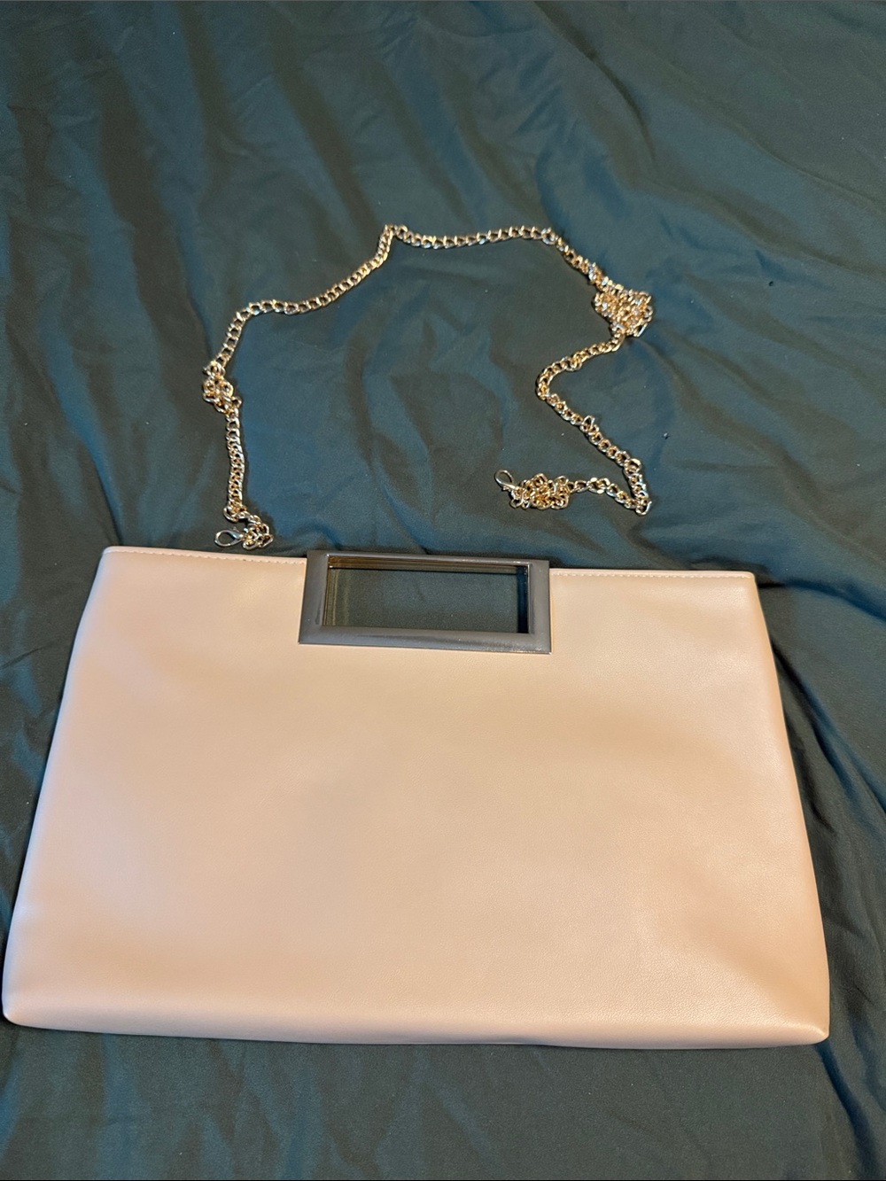 Chain Strap Clutch in Light Pink with Gold Hardware